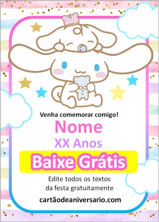 convite festa aniversario Cinnamoroll