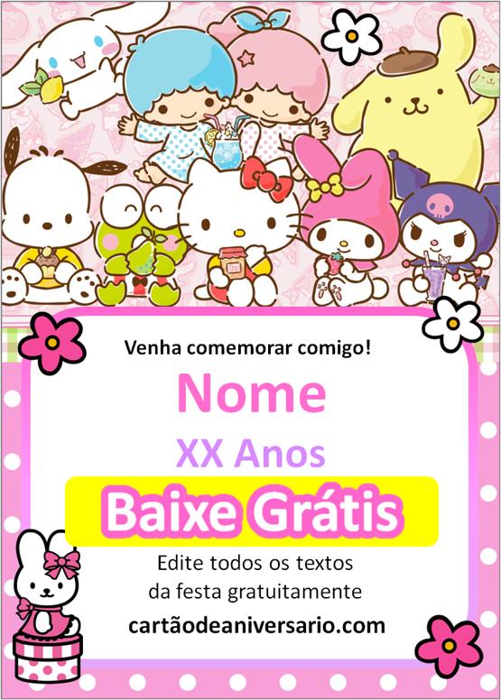 Convite Aniversario Hello Kitty e Amigos