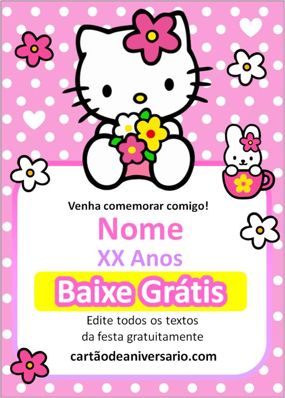 convite aniversário hello kitty