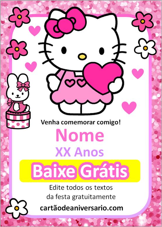 convite aniversario tema hello kitty