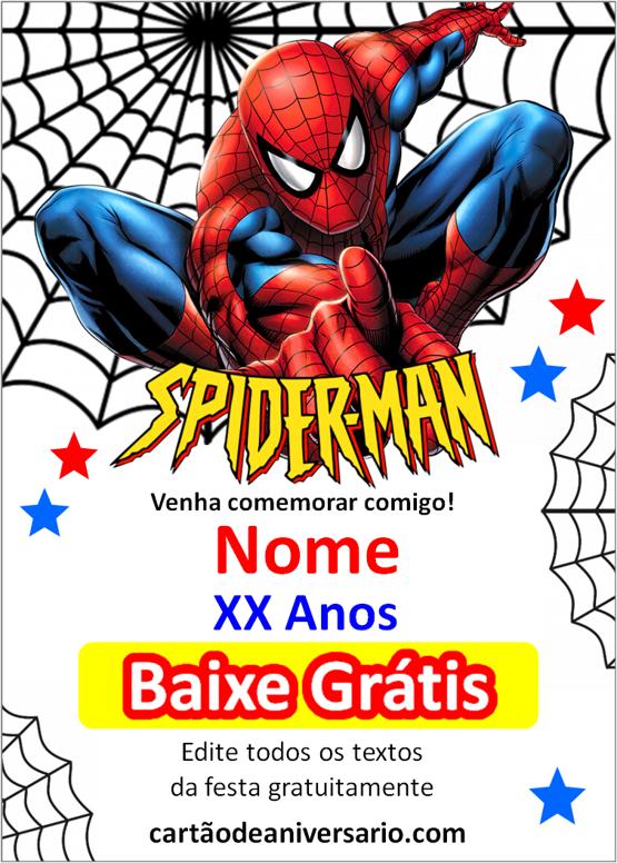 convite homem aranha em branco