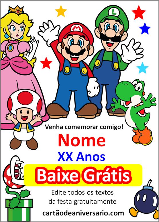 convite virtual mario bros grátis