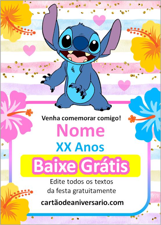 convite de aniversário tema stitch