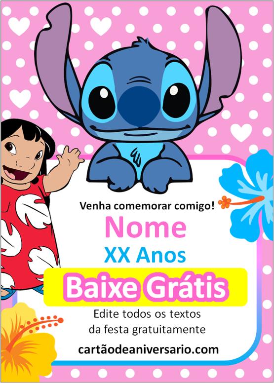 convite de aniversário lilo e stitch