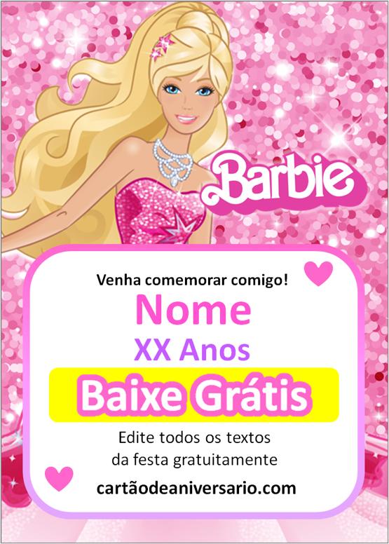 convite da barbie em branco