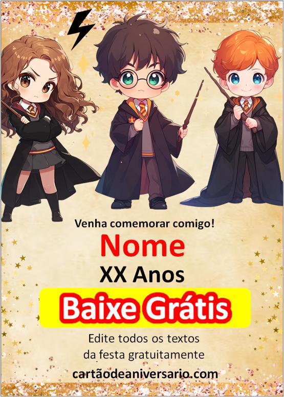 convite harry potter gratis