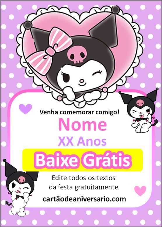 convite aniversario kuromi