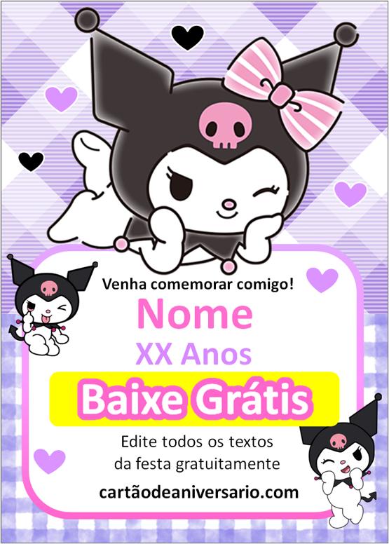 convite de aniversário da kuromi