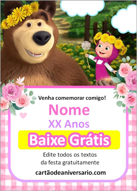 convite masha e o urso para baixar