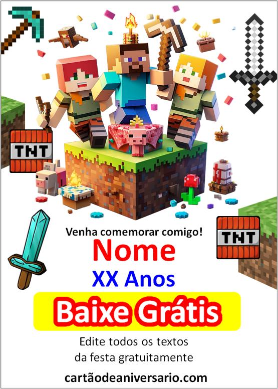 Convite Aniversario Minecraft