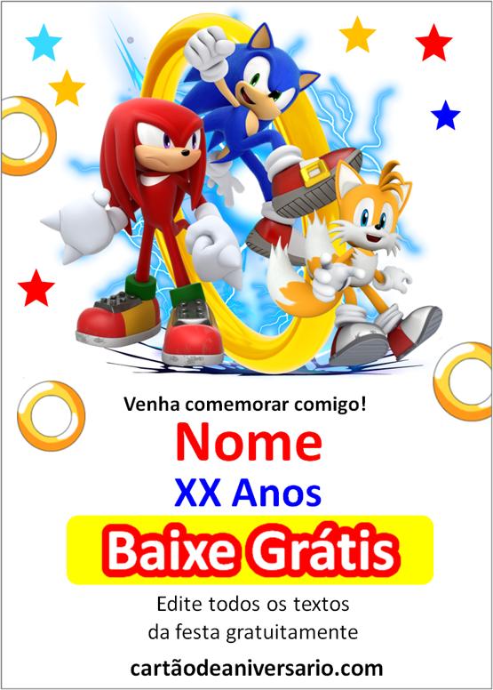 sonic convite aniversario