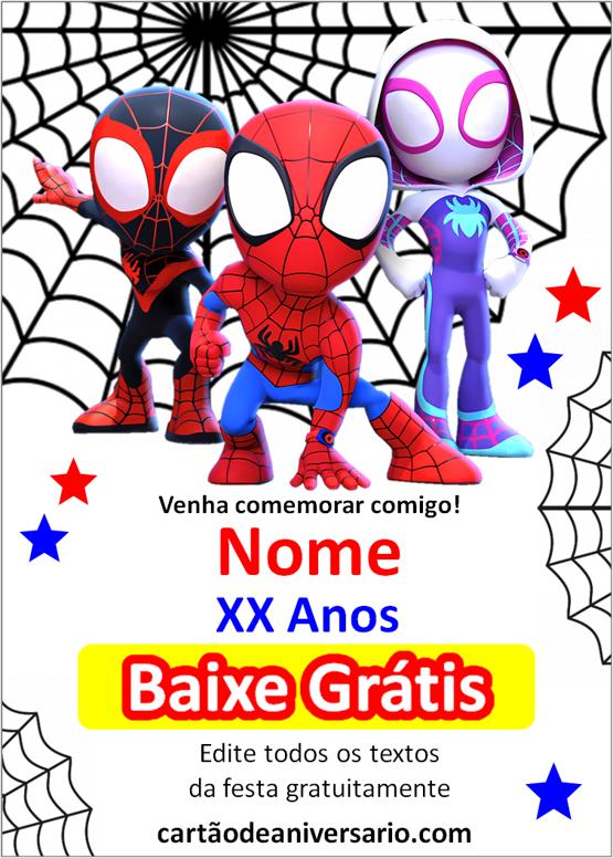 Convite Spidey e Seus Amigos